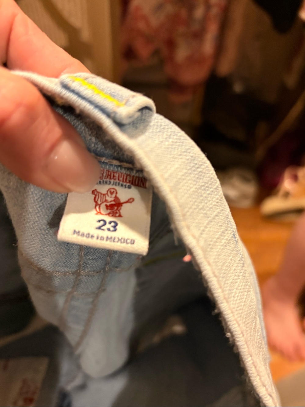 True Religion Light Wash Distressed Boyfriend Jeans - Picture 6 of 6